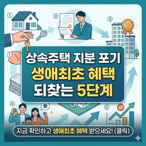 상속주택 지분 포기를 통해 생애최초 주택 혜택을 되찾는 5단계 절차를 안내하는 부동산 정보 썸네일