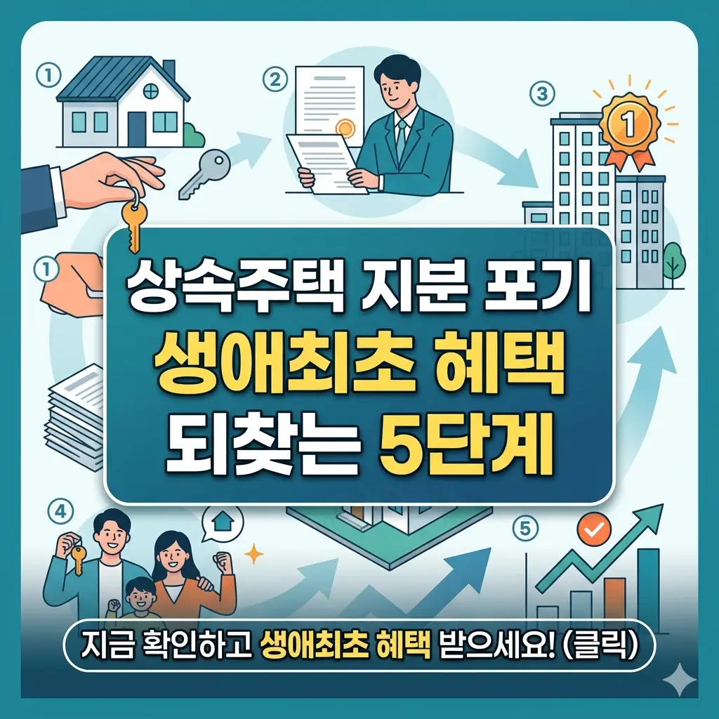 상속주택 지분 포기를 통해 생애최초 주택 혜택을 되찾는 5단계 절차를 안내하는 부동산 정보 썸네일