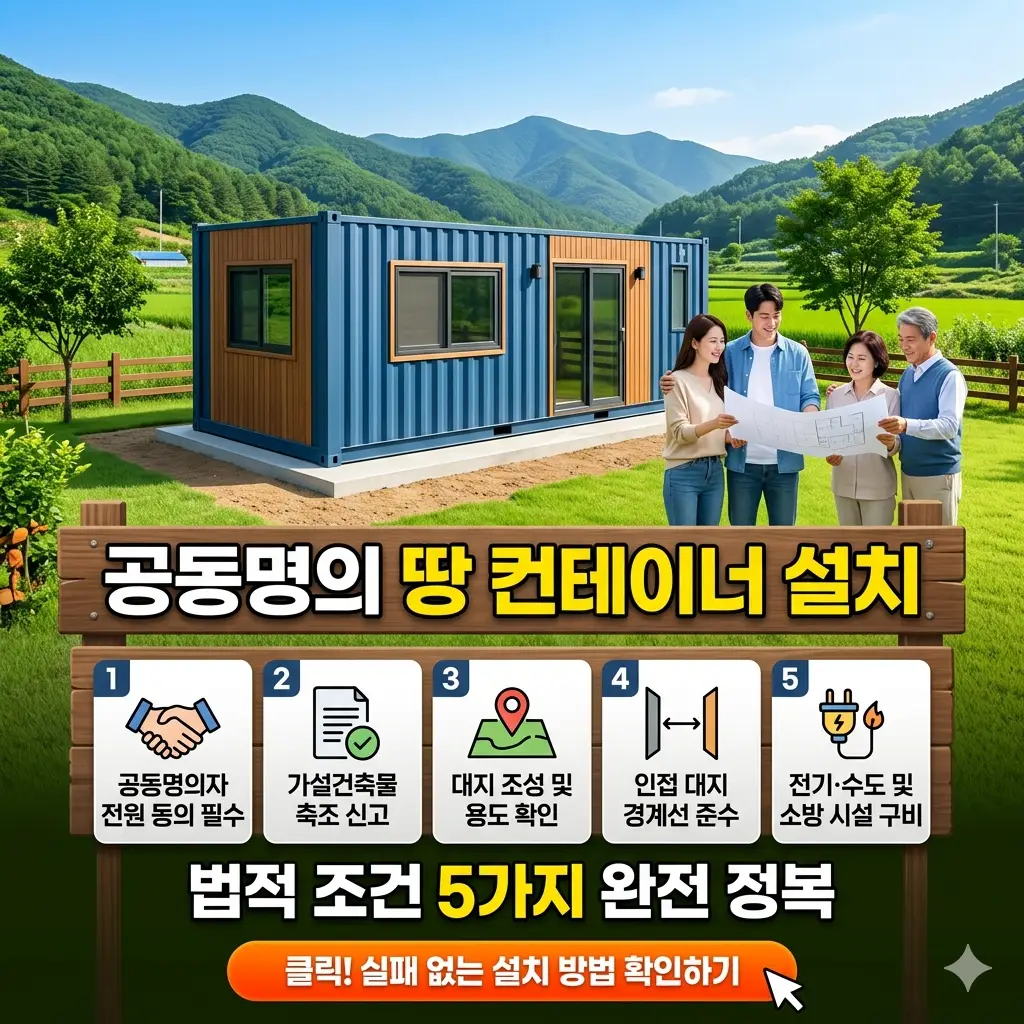 공동명의 땅 컨테이너 설치 시 반드시 알아야 할 법적 조건 5가지를 안내하는 부동산 정보 썸네일