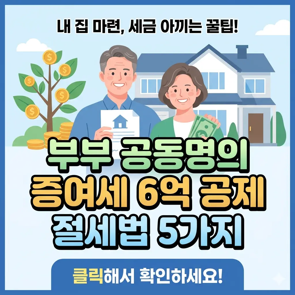 부부 공동명의 증여세 6억 공제 절세법 5가지를 정리한 부동산 세금 정보 썸네일