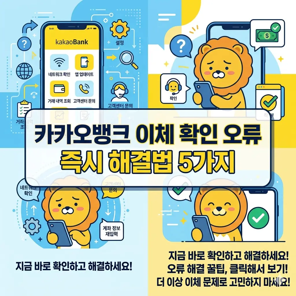 카카오뱅크 이체 확인 오류 발생 시 즉시 해결할 수 있는 5가지 방법을 안내하는 금융 정보 썸네일 이미지