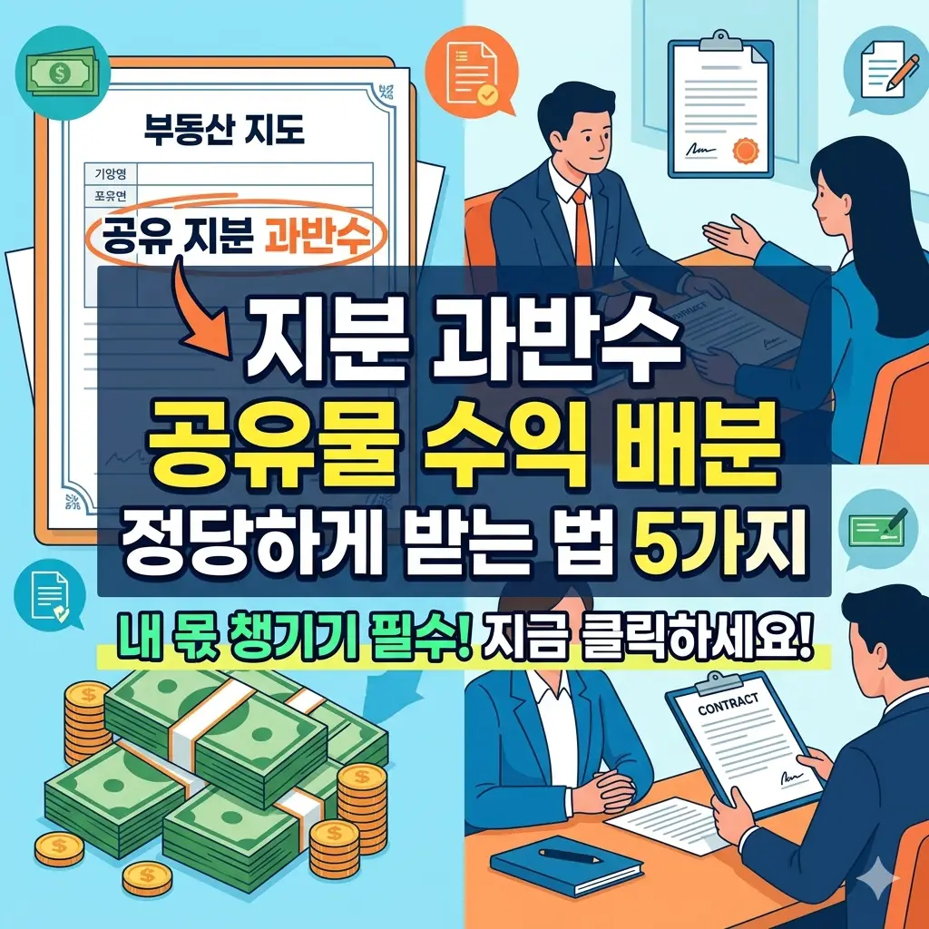 지분 과반수 공유물 수익 배분의 정당한 산정 방식과 법적 권리를 설명하는 정보성 이미지