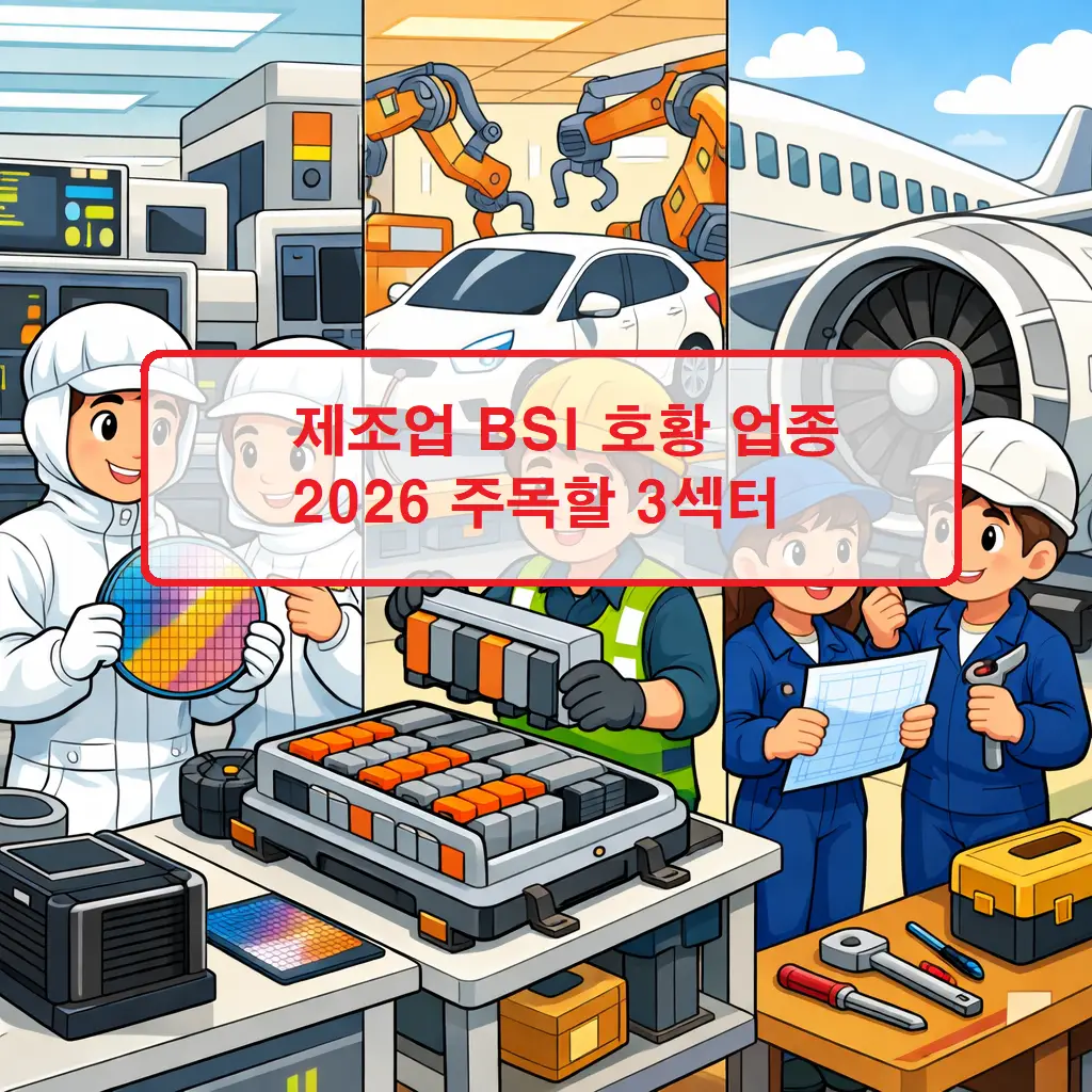 제조업 BSI 호황 업종을 기반으로 2026년 주목해야 할 3대 성장 섹터를 소개하는 경제 인포그래픽