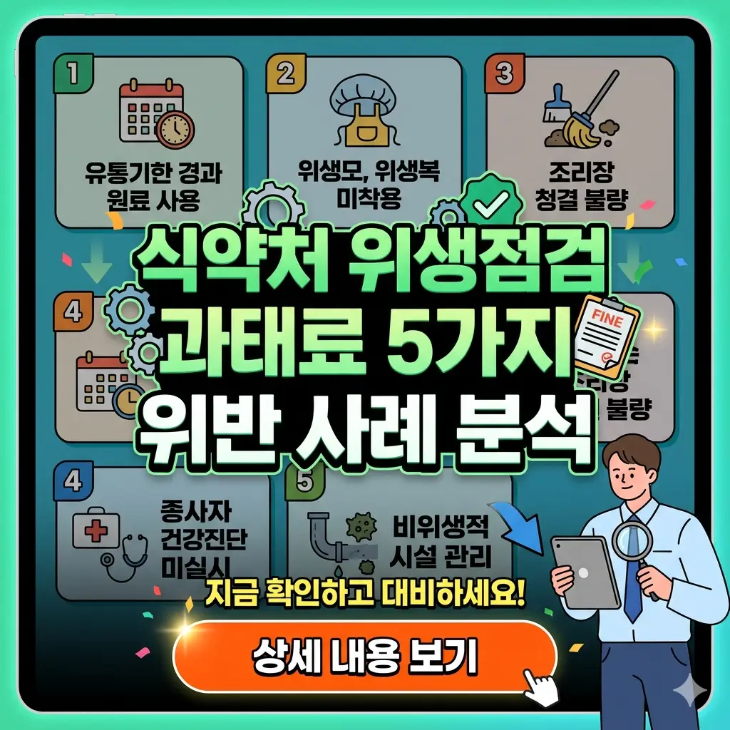 식약처 위생점검 과태료 부과 기준과 5가지 주요 위반 사례를 분석한 식품위생 정보 썸네일 이미지