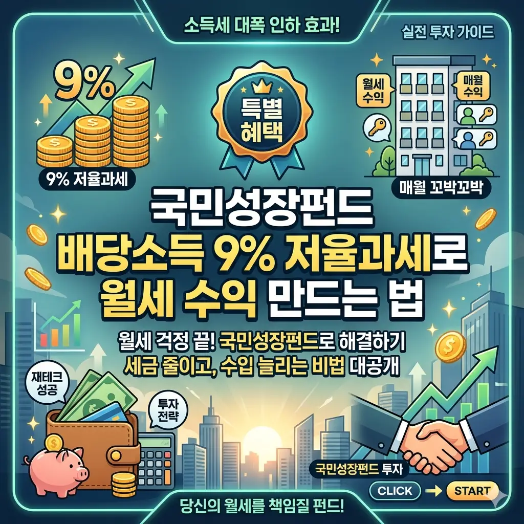 국민성장펀드 배당소득 9% 저율과세로 월세처럼 수익 만드는 방법을 안내하는 금융 정보 썸네일