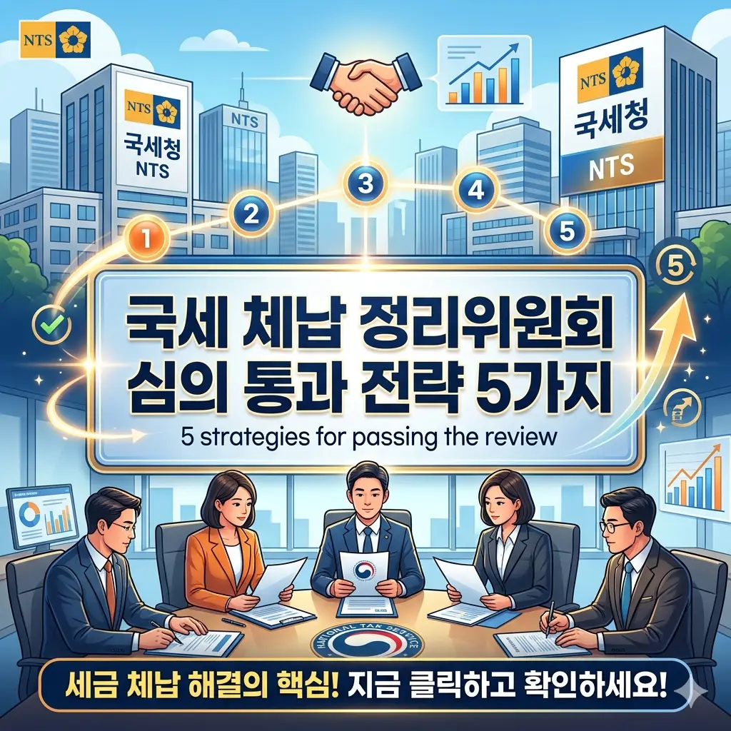 국세 체납 정리위원회 심의 통과를 위한 핵심 전략 5가지를 안내하는 세금 정보 썸네일