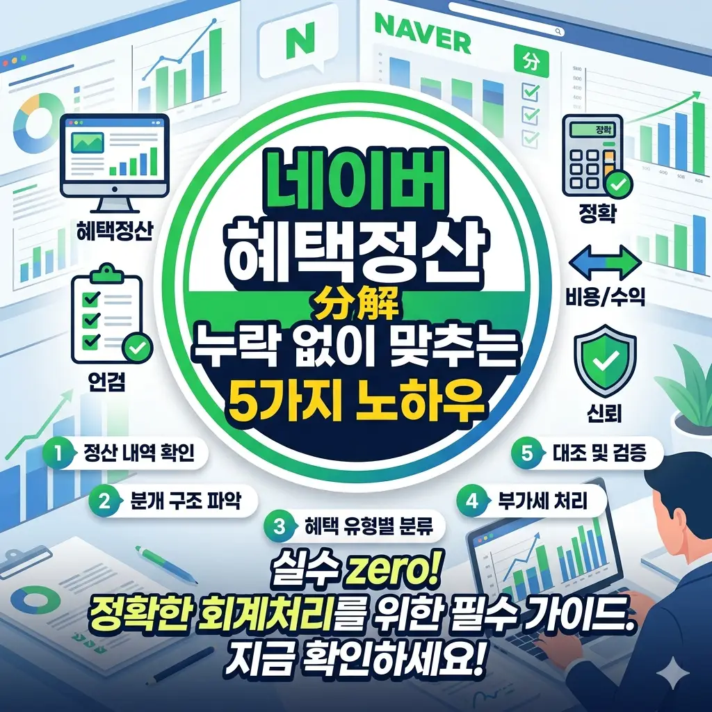 네이버 혜택정산 분개 누락 없이 맞추는 5가지 노하우를 안내하는 스마트스토어 세무 정보 썸네일