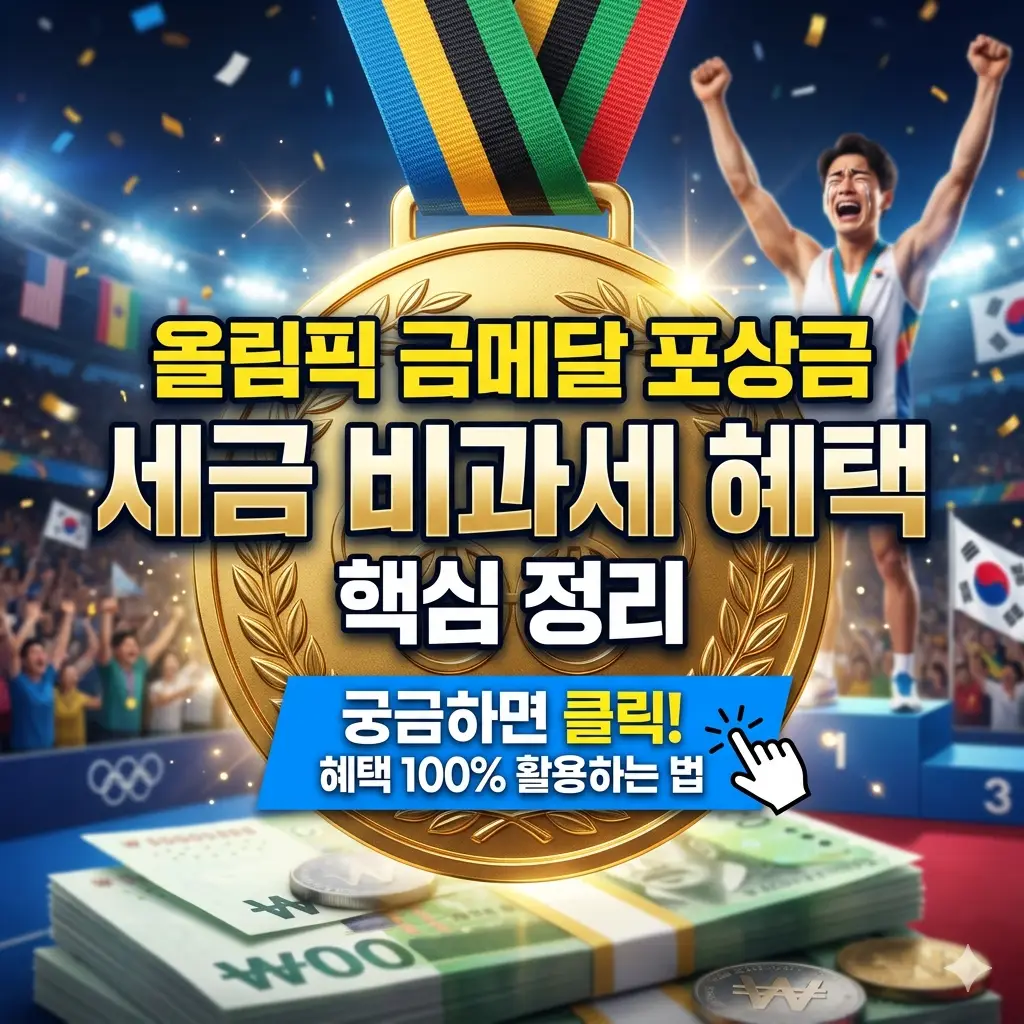 올림픽 금메달 포상금 세금 비과세 혜택 내용을 핵심만 정리한 정보 썸네일