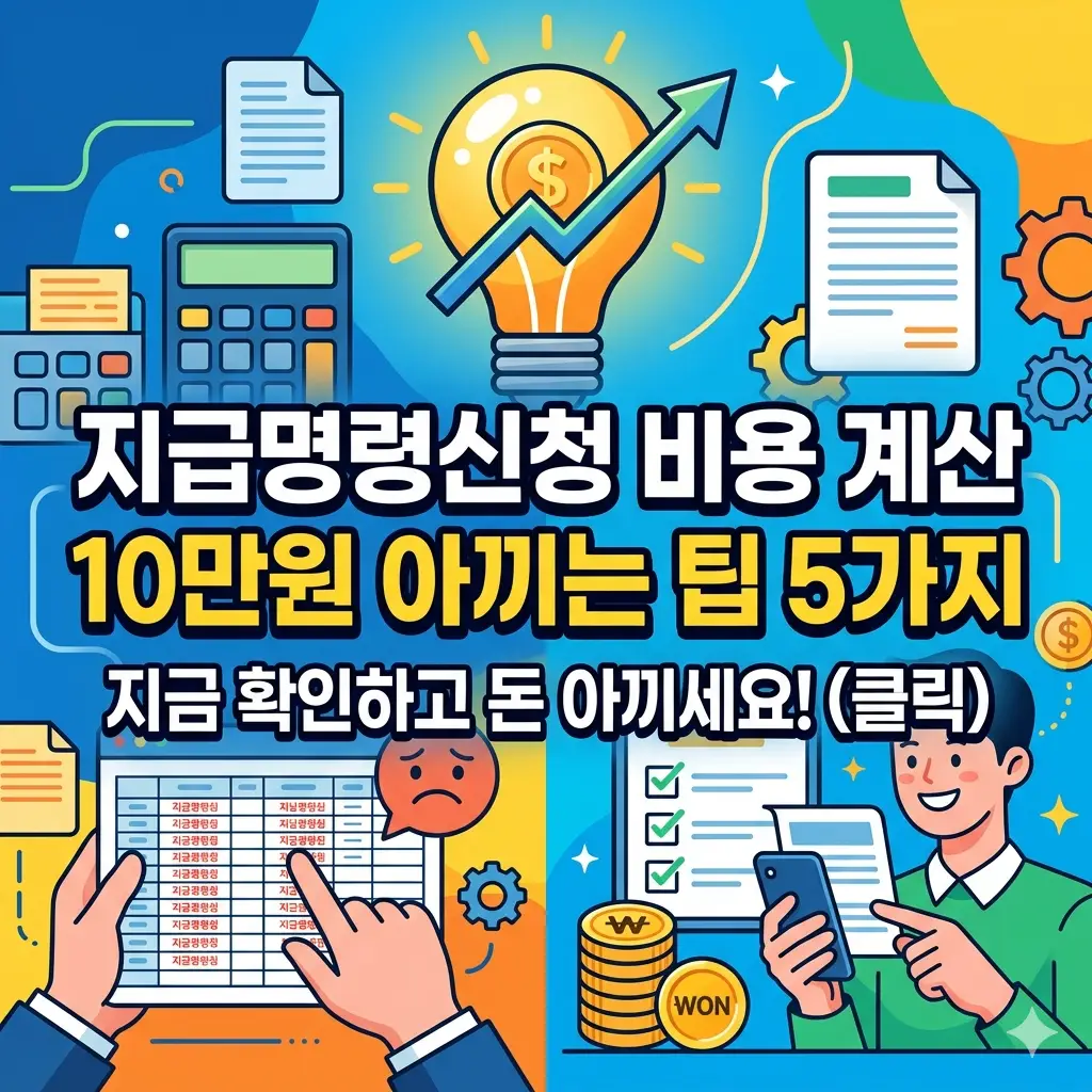 지급명령신청 비용 계산 방법과 10만원을 절약하는 5가지 팁을 안내하는 법률 정보 이미지