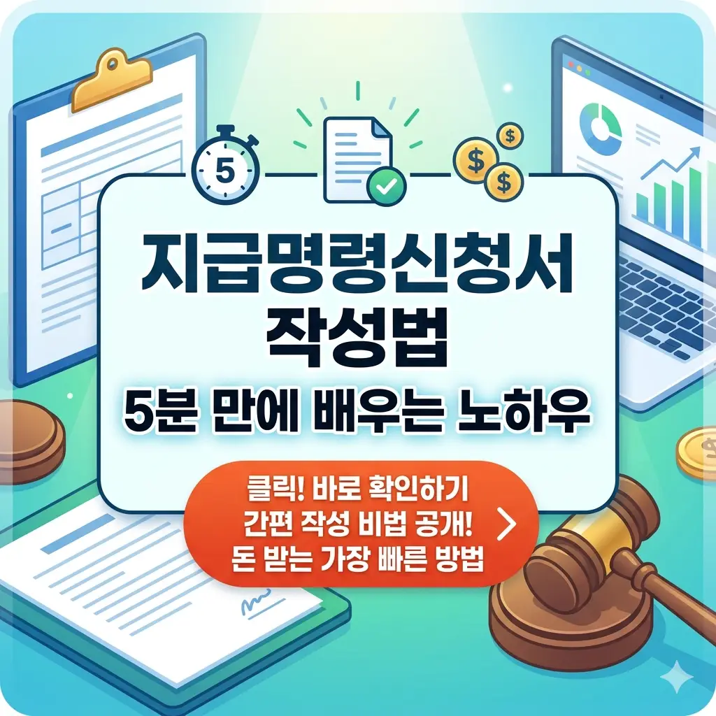 지급명령신청서 작성법을 5분 만에 배울 수 있는 핵심 노하우를 안내하는 법률 정보 썸네일
