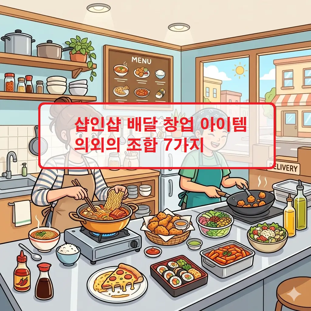 성공적인 샵인샵 배달 창업 아이템 선정을 위한 의외의 메뉴 조합 7가지를 소개하는 인포그래픽