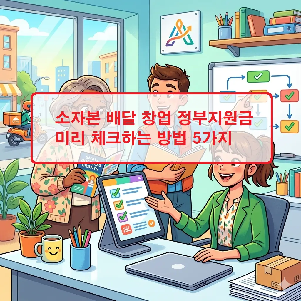 소자본 배달 창업 정부지원금 미리 체크하는 5가지 단계와 소상공인24 활용법을 설명하는 안내 이미지