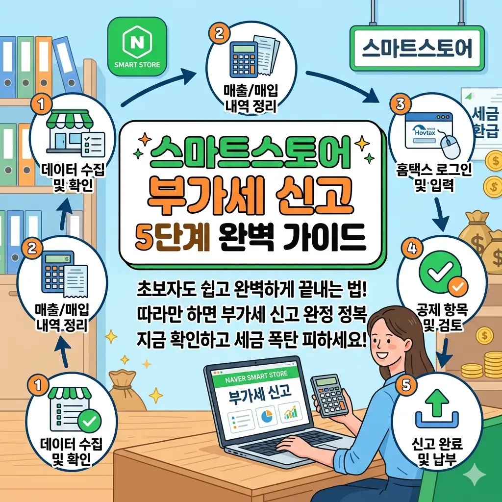 스마트스토어 부가세 신고 방법을 5단계로 정리한 개인사업자 세금 신고 완벽 가이드 썸네일
