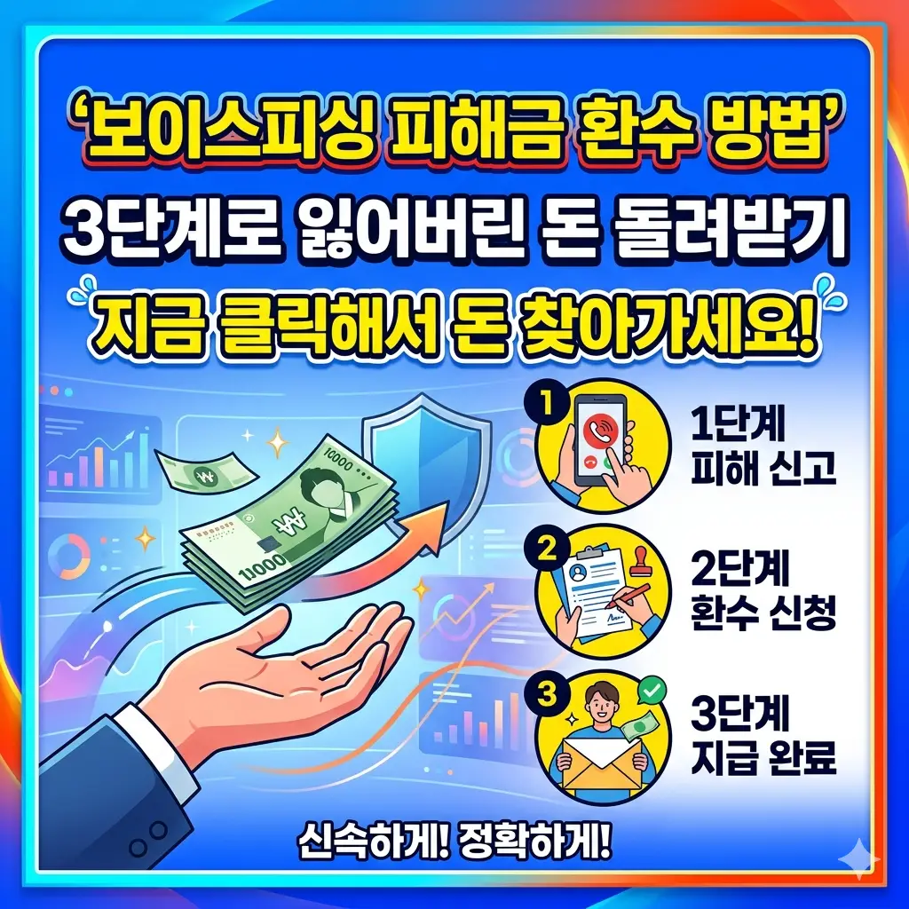 보이스피싱 피해금 환수 방법 3단계를 통해 잃어버린 돈을 돌려받는 과정을 안내하는 금융 정보 썸네일