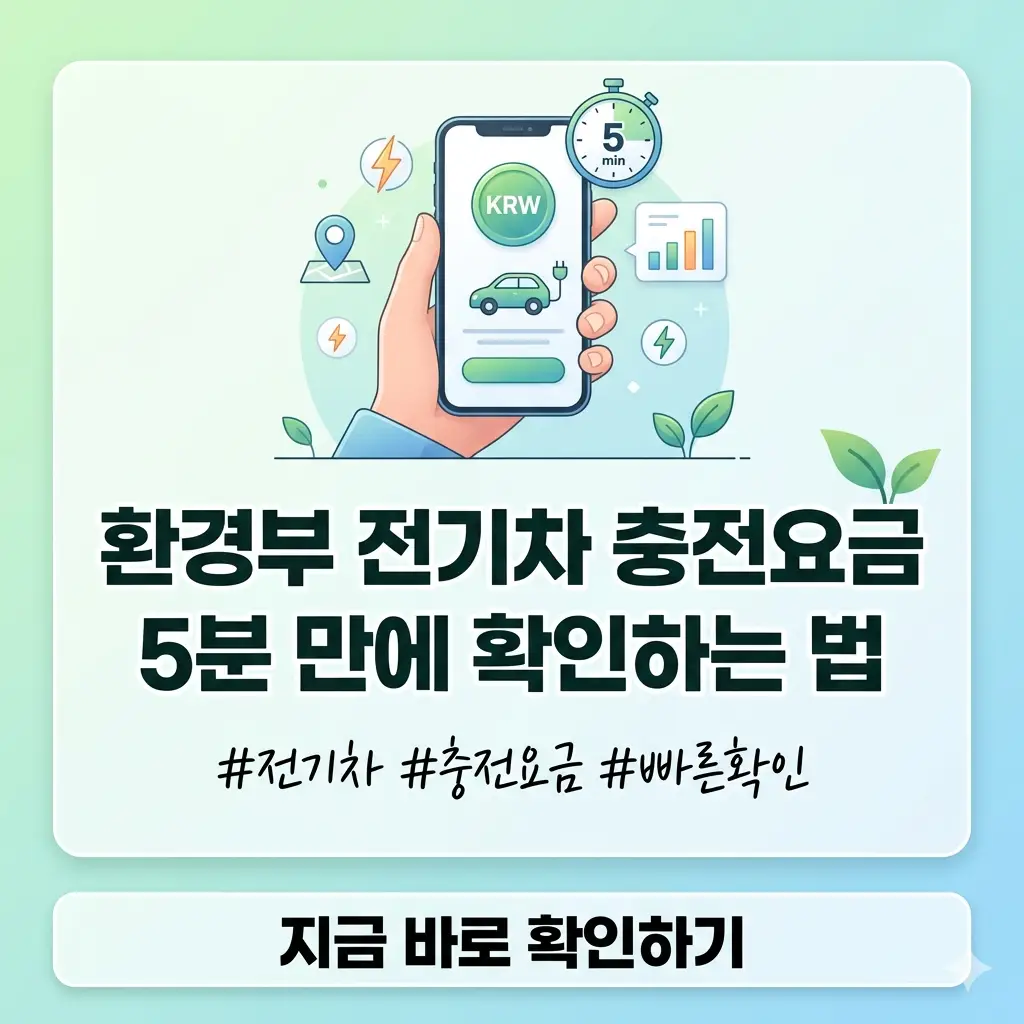 전기차 충전요금을 스마트폰으로 5분 만에 간편하게 확인하는 방법을 설명하는 썸네일.