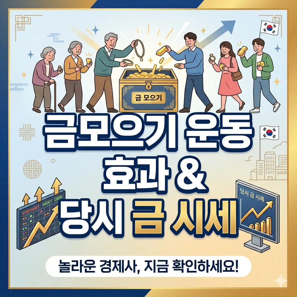 IMF 외환위기 극복을 위한 국민들의 자발적인 금모으기 운동 참여 모습과 쌓여있는 금붙이들을 담은 역사 썸네일 이미지