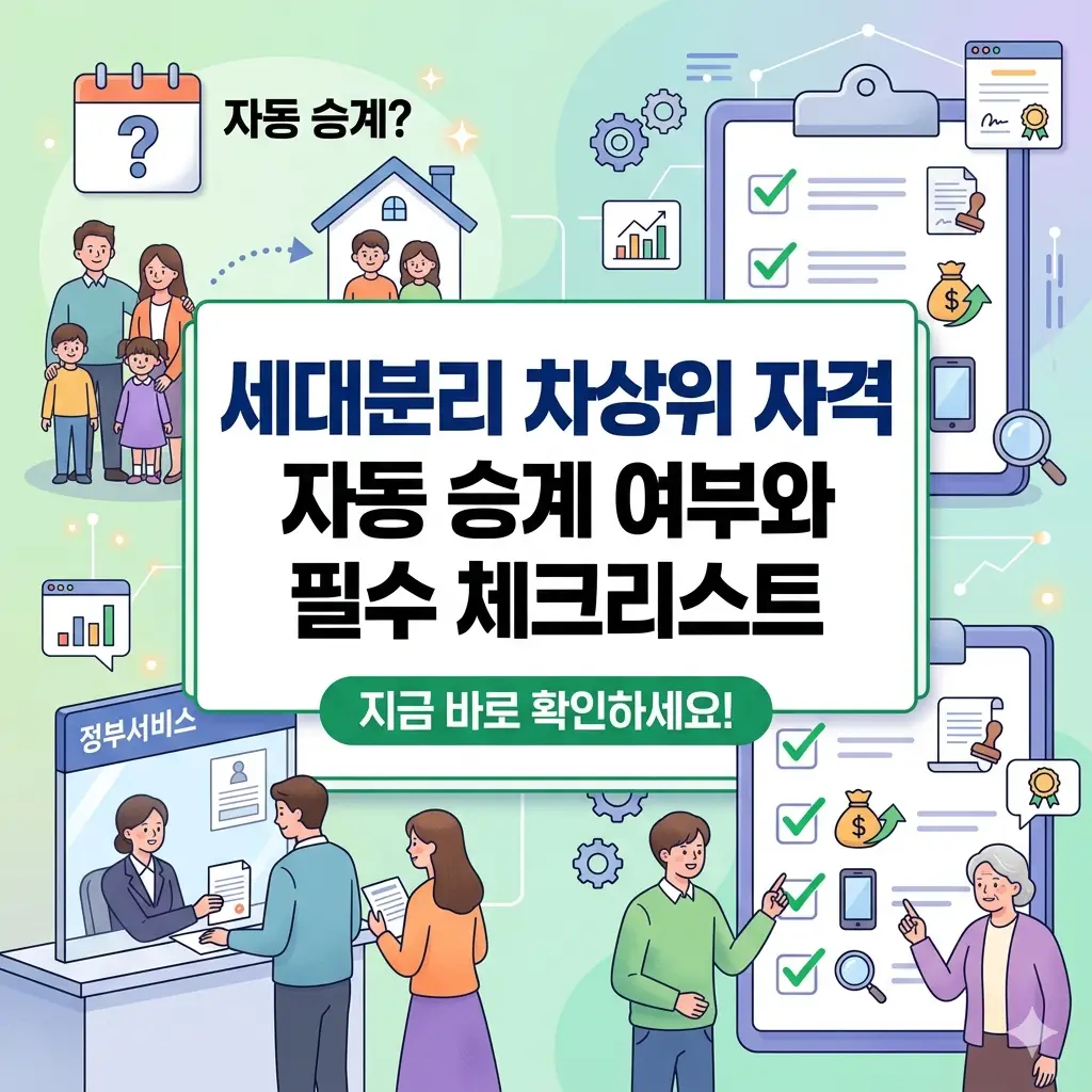 세대분리 차상위 자격이 자동으로 승계되는지 궁금증을 해소하고 필수 확인 사항을 정리한 정보성 썸네일
