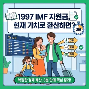 1997년 IMF 외환위기 당시 국가 부도를 막기 위해 국제통화기금(IMF)으로부터 지원받은 거액의 자금 지원금 규모와 그 의미를 담은 경제 인포그래픽 썸네일 이미지