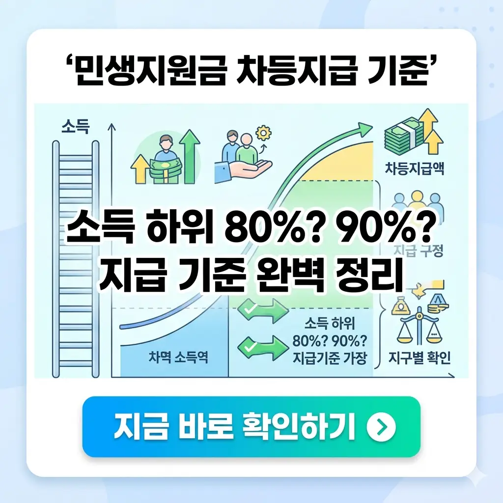 민생지원금 차등지급 기준과 소득 하위 몇 퍼센트까지 지급 대상인지 요약 정보를 보여주는 인포그래픽 썸네일.