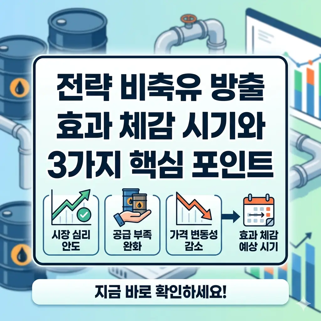 전략 비축유 방출 효과 시기와 3가지 핵심 포인트를 설명하는 인포그래픽 썸네일