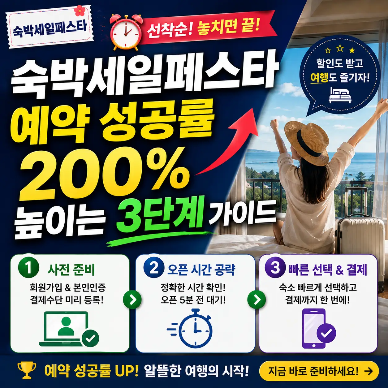 숙박세일페스타 예약 성공 전략을 소개하는 여행 할인 썸네일 이미지