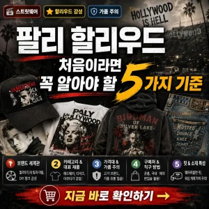 팔리 할리우드 입문자가 알아야 할 구매 기준 5가지를 강조한 스트릿 패션 썸네일.